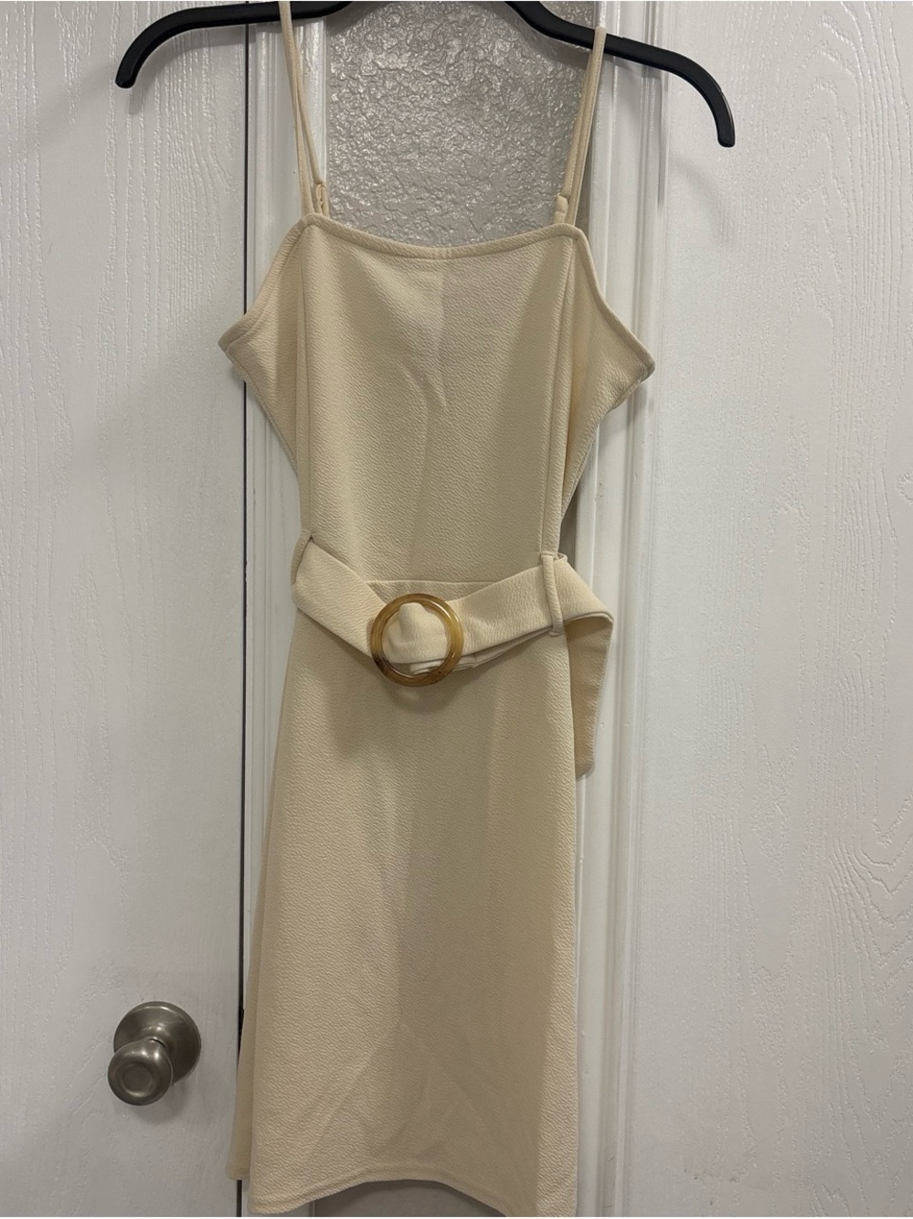Derek Heart Cream Midi Dress with Statement Belt